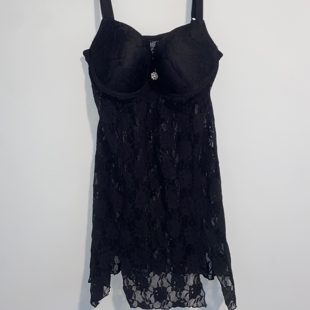 Smart & Sexy Lacey Black Sleepwear 38C With Size 9 Matching Panties